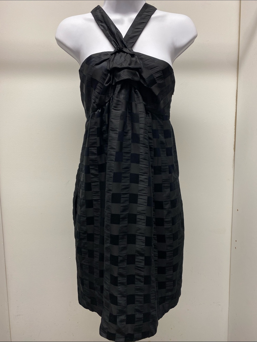 Marc By Marc Jacobs Black Check-Texture Knee-Length Dress